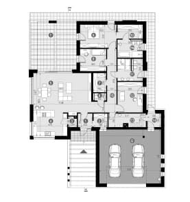 Rzut projektu HOMEKONCEPT 26 wariant 06 - Rzut parteru