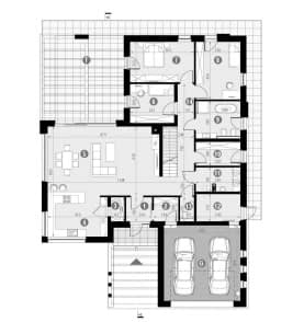 Rzut projektu HOMEKONCEPT 28 wariant 01 - Rzut parteru