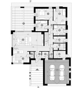 Rzut projektu HOMEKONCEPT 28 wariant 02 - Rzut parteru