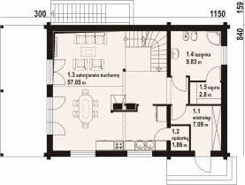 Rzut projektu osiek 309 dw - Parter