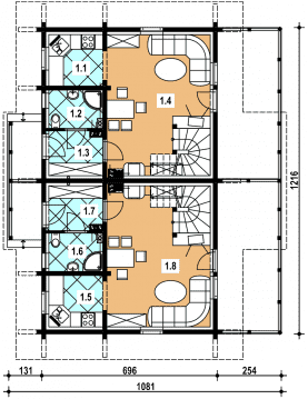 Rzut projektu ABL-136 z bali - Parter