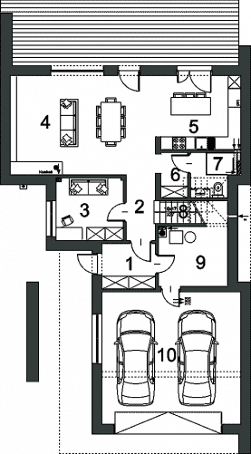 Rzut projektu MODULARNY D28 - Rzut parteru