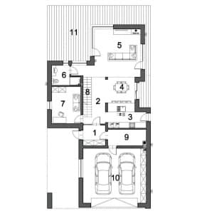 Rzut projektu OPTYMALNY D37 - Rzut parteru