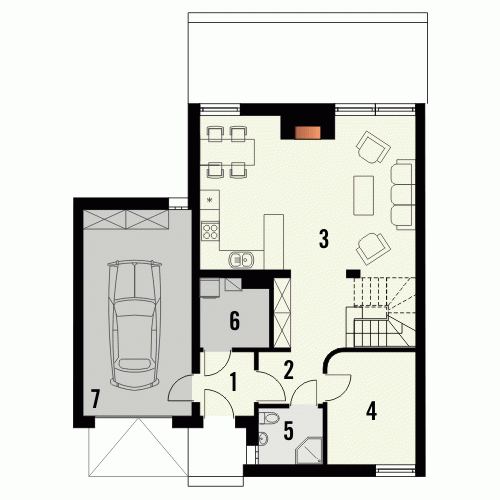 Rzut projektu Ultra 2 z garażem - Parter