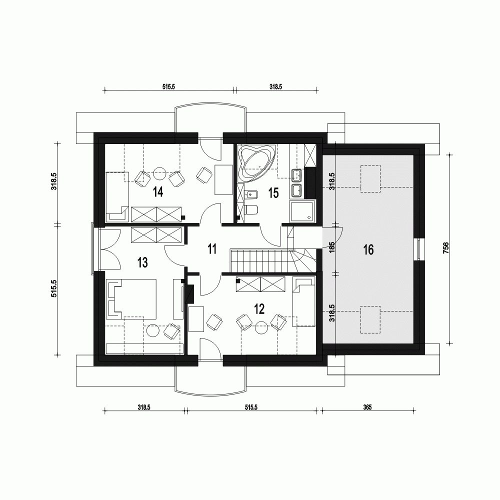 Rzut projektu Dom Dla Ciebie 5 A2 z garażem - Piętro