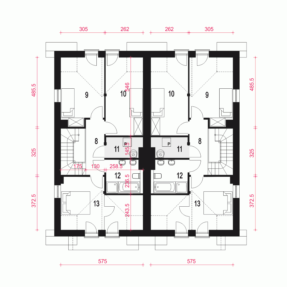 Rzut projektu Jukka A1-BL z garażem - Piętro