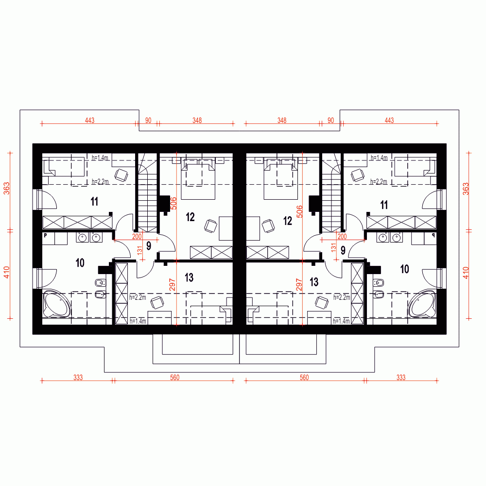 Rzut projektu Biała A-BL z garażem - Piętro