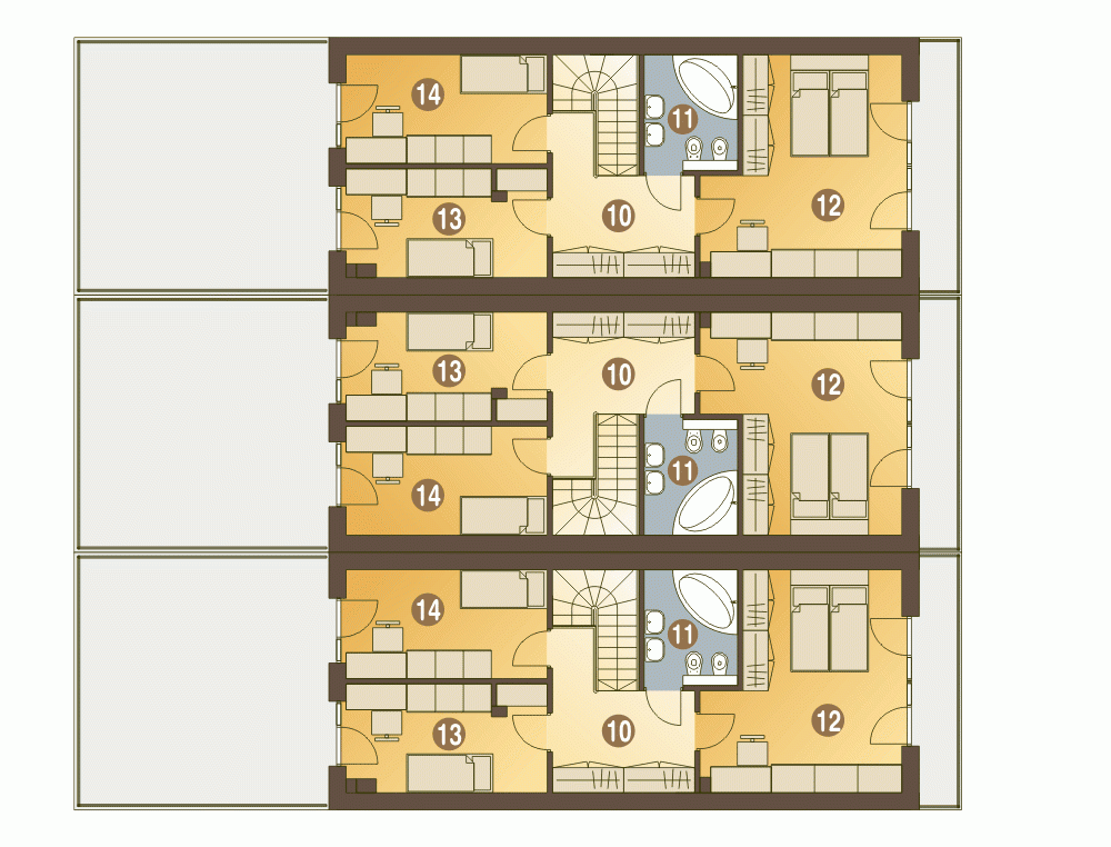 Rzut projektu Long II szeregówka z garażem - Piętro