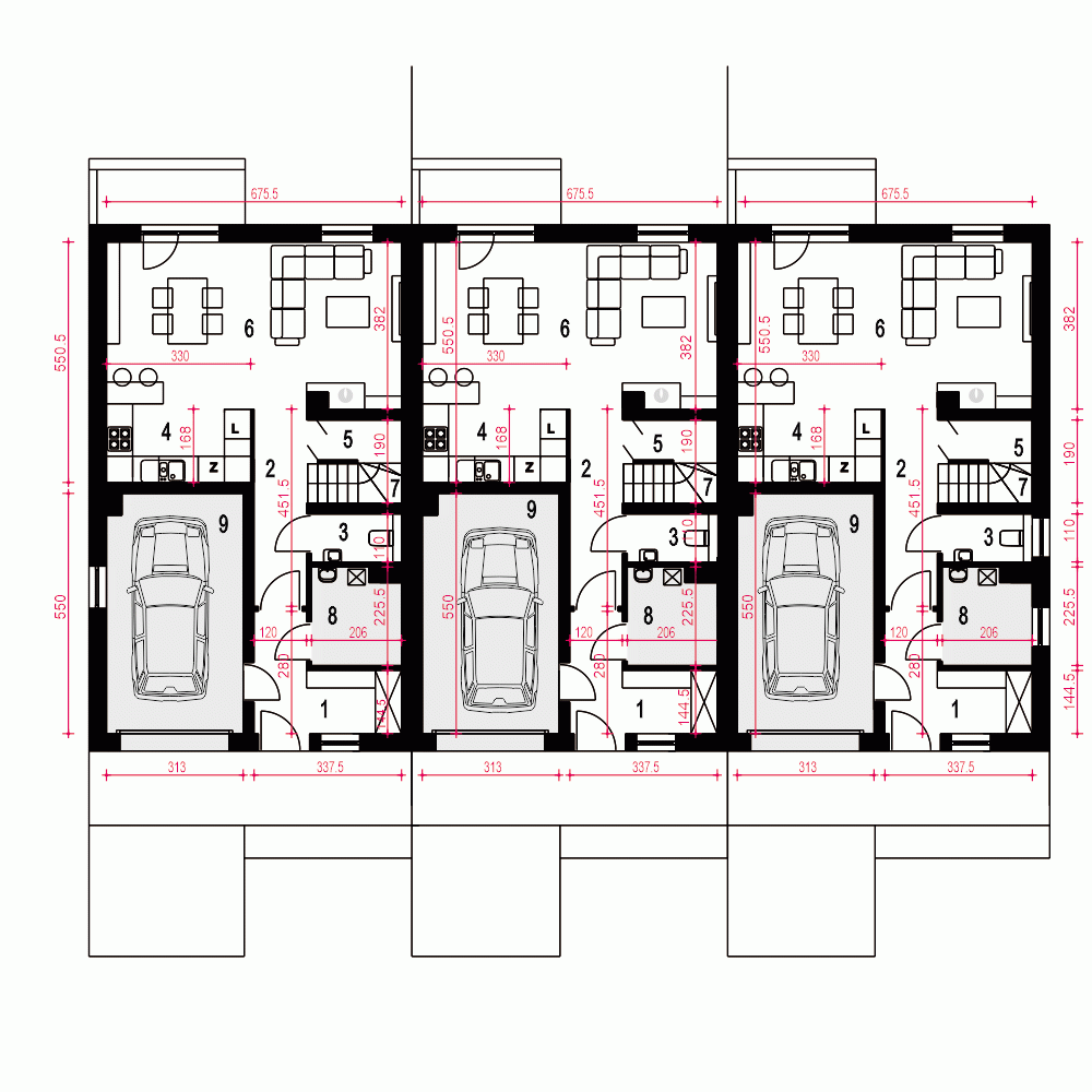 Rzut projektu Głuszec III A-SZ z garażem - Parter