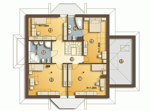 Rzut projektu Dzierlatka V z garażem - Piętro