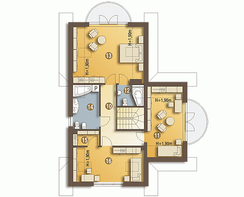 Rzut projektu Kowalik II z garażem - Piętro