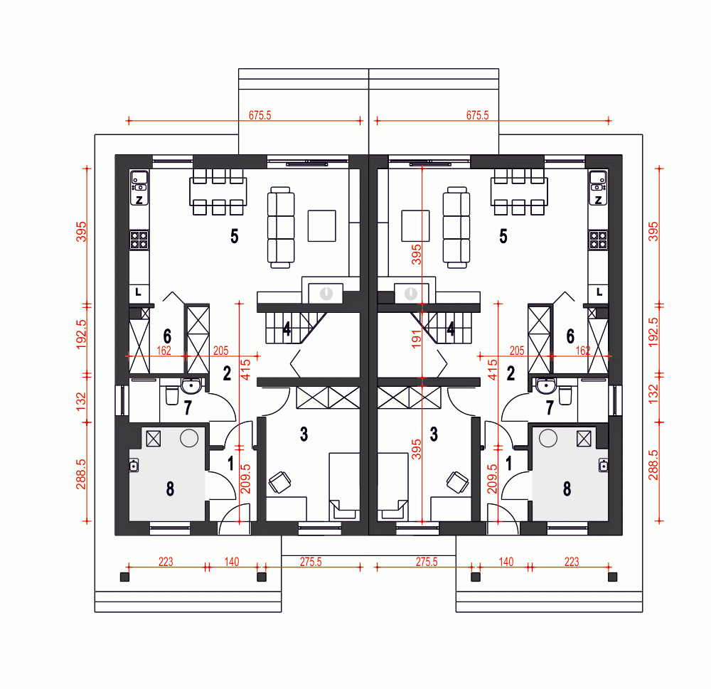 Rzut projektu Agat II B-BL2 - Parter