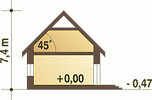 Rzut projektu Lolek II z garażem - Przekrój
