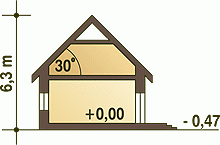 Rzut projektu Piotr z garażem - Przekrój