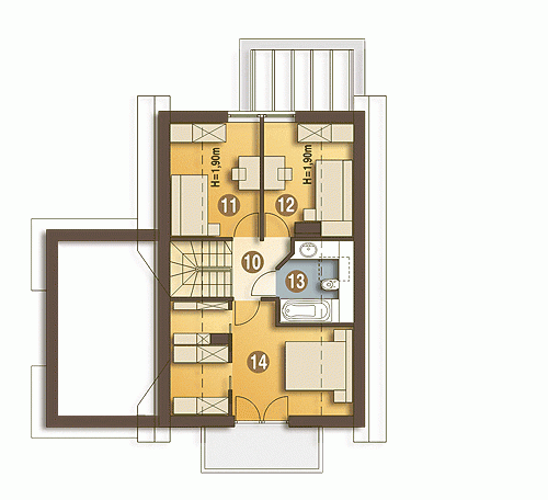 Rzut projektu Iza trend z garażem A2 - Piętro