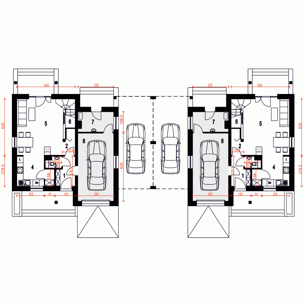 Rzut projektu Biała A1-BL - Parter