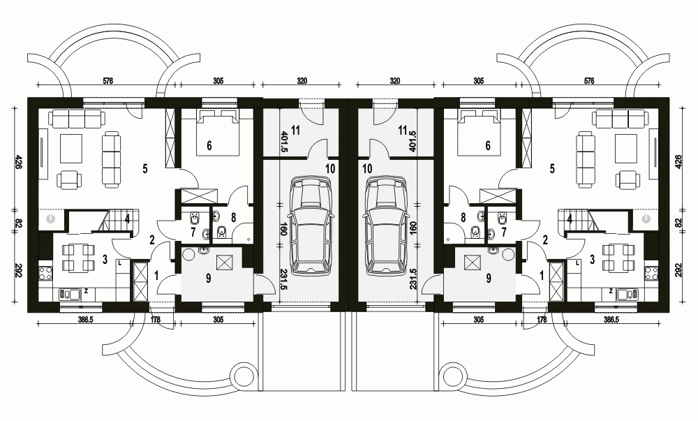 Rzut projektu Sosnówka II BL1 z garażem - Parter