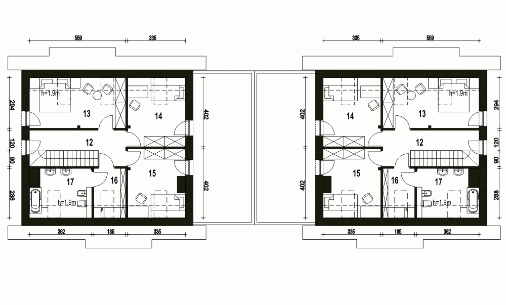 Rzut projektu Sosnówka II BL1 z garażem - Piętro