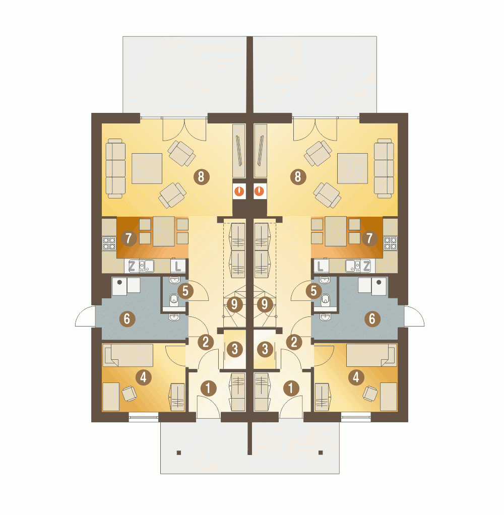 Rzut projektu Azalia bliźniak BL2 - Parter