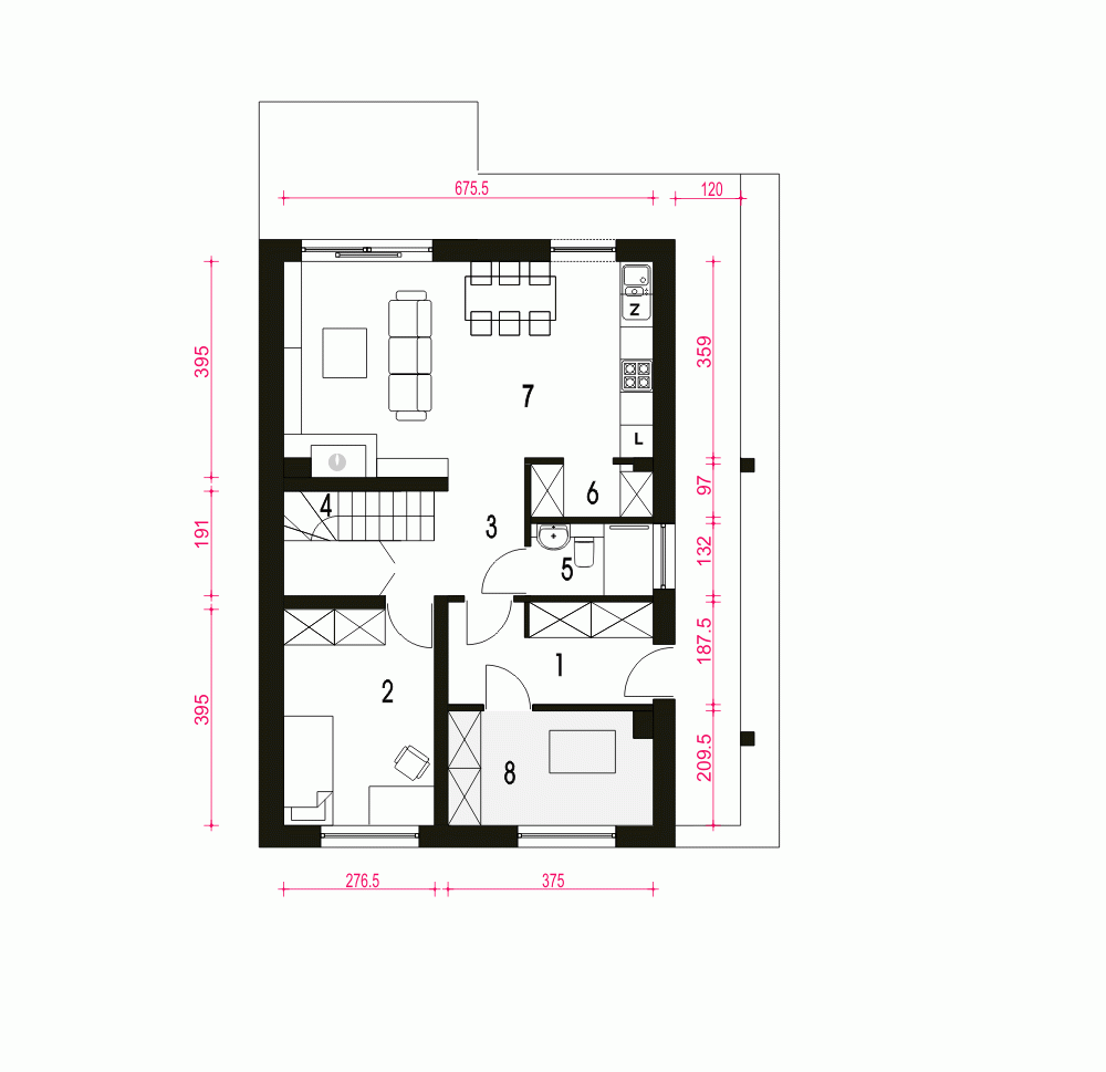 Rzut projektu Agat B - Parter