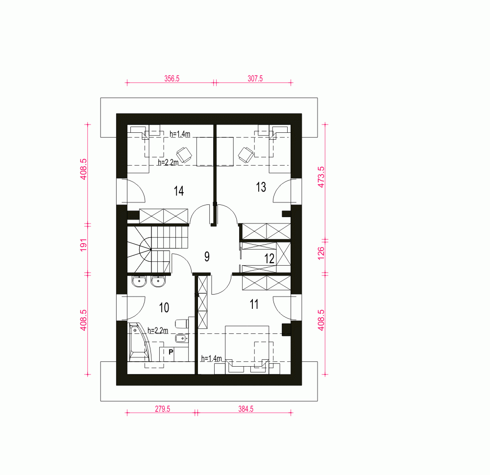 Rzut projektu Agat B - Piętro
