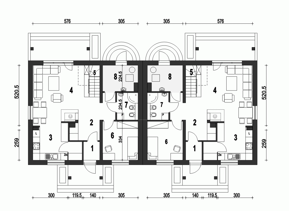 Rzut projektu Gajówka B-BL1 - Parter