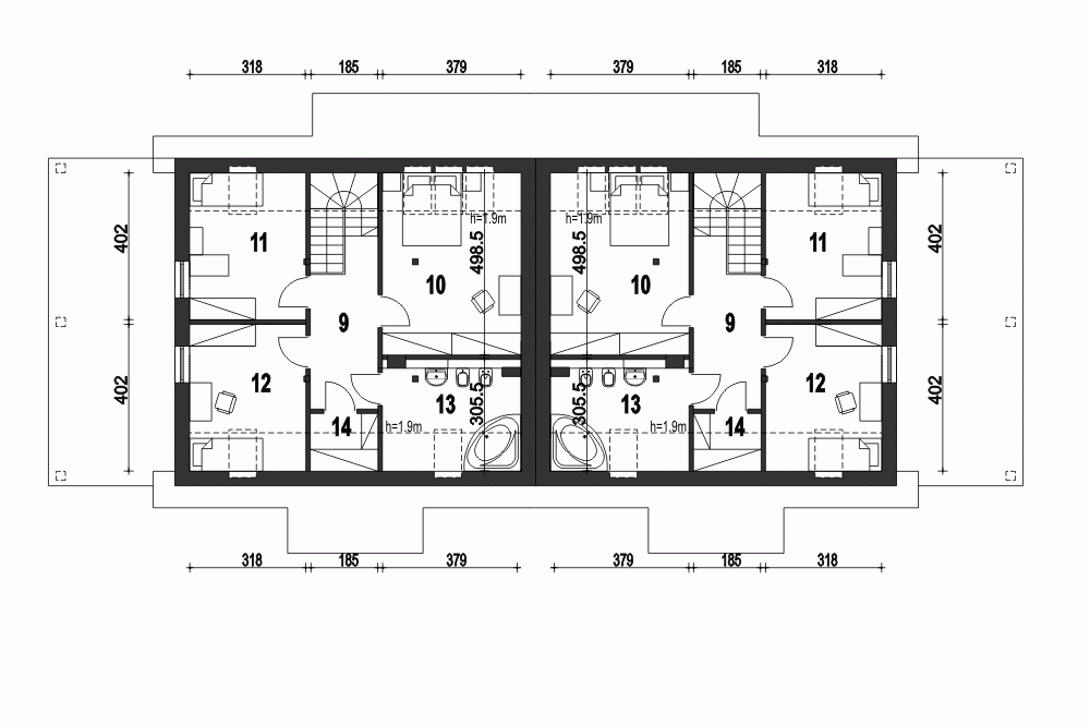 Rzut projektu Gajówka A1-BL2 z wiatą - Piętro