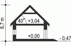 Rzut projektu Lerka z wiatą - Przekrój