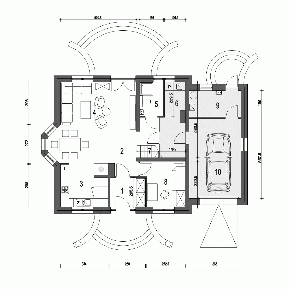 Rzut projektu Dom Dla Ciebie 3 A2 z garażem - Parter
