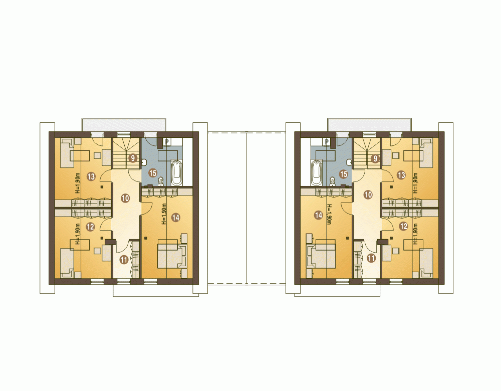 Rzut projektu Nowinka V A1 BL1 - Piętro