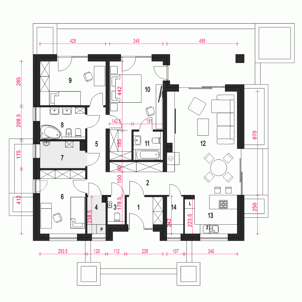 Rzut projektu Klara B1 - Parter