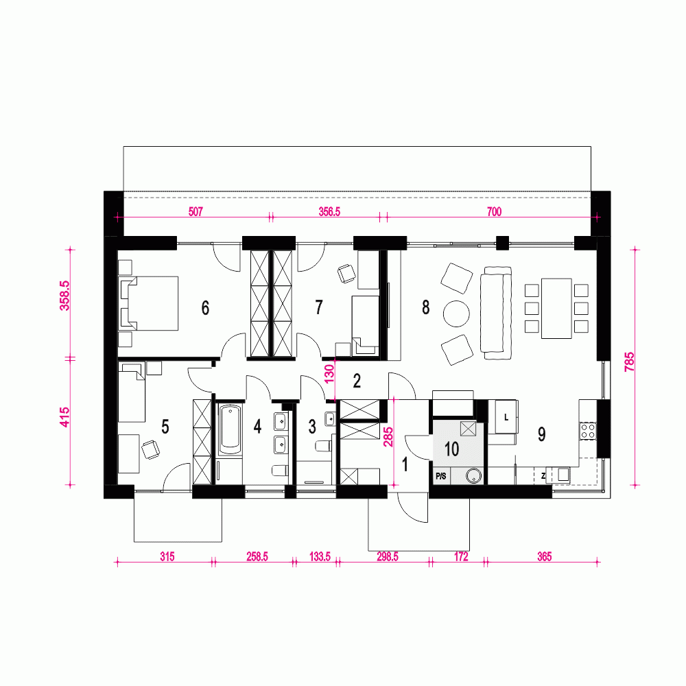 Rzut projektu Hyzop - Parter