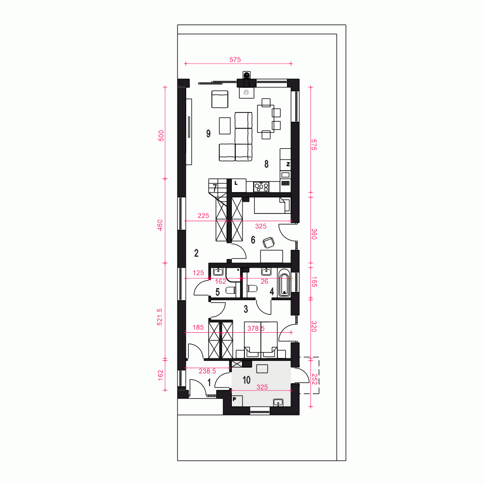 Rzut projektu Chmiel B - Parter