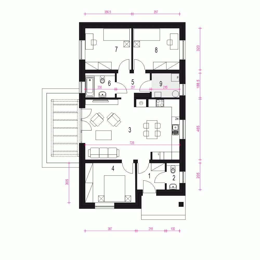 Rzut projektu Mango - Parter