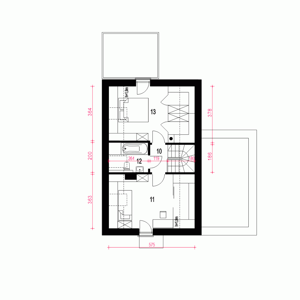 Rzut projektu Ada A z garażem - Piętro