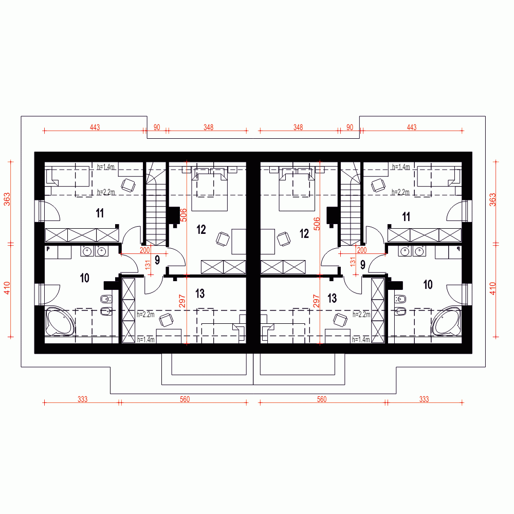 Rzut projektu Biała A-BL z garażem - Piętro