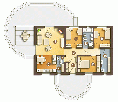 Rzut projektu Piotr bez garażu - Parter