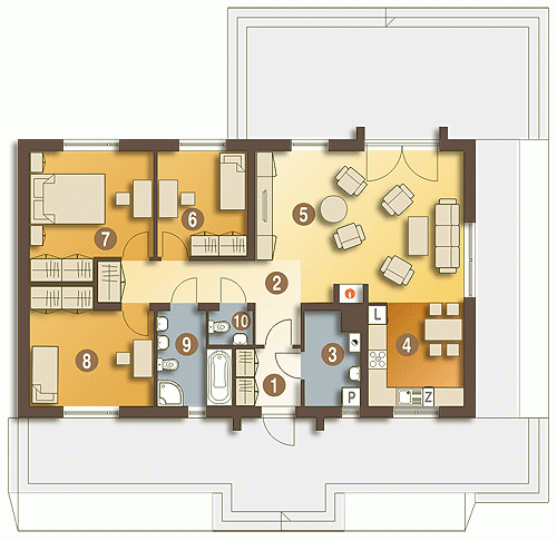 Rzut projektu Filipek II bez garażu - Parter