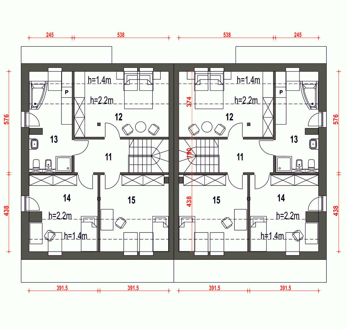 Rzut projektu Mazurek III BL1 z garażem - Piętro