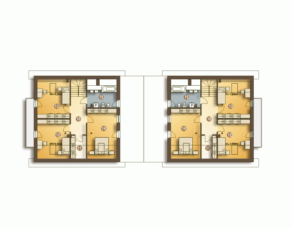 Rzut projektu Nowinka III bliźniak A1-BL1 - Piętro