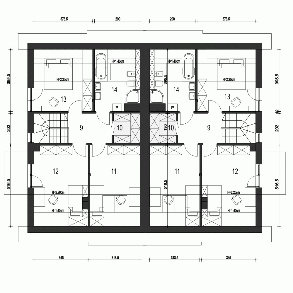 Rzut projektu Głuszec II A-BL z garażem - Piętro