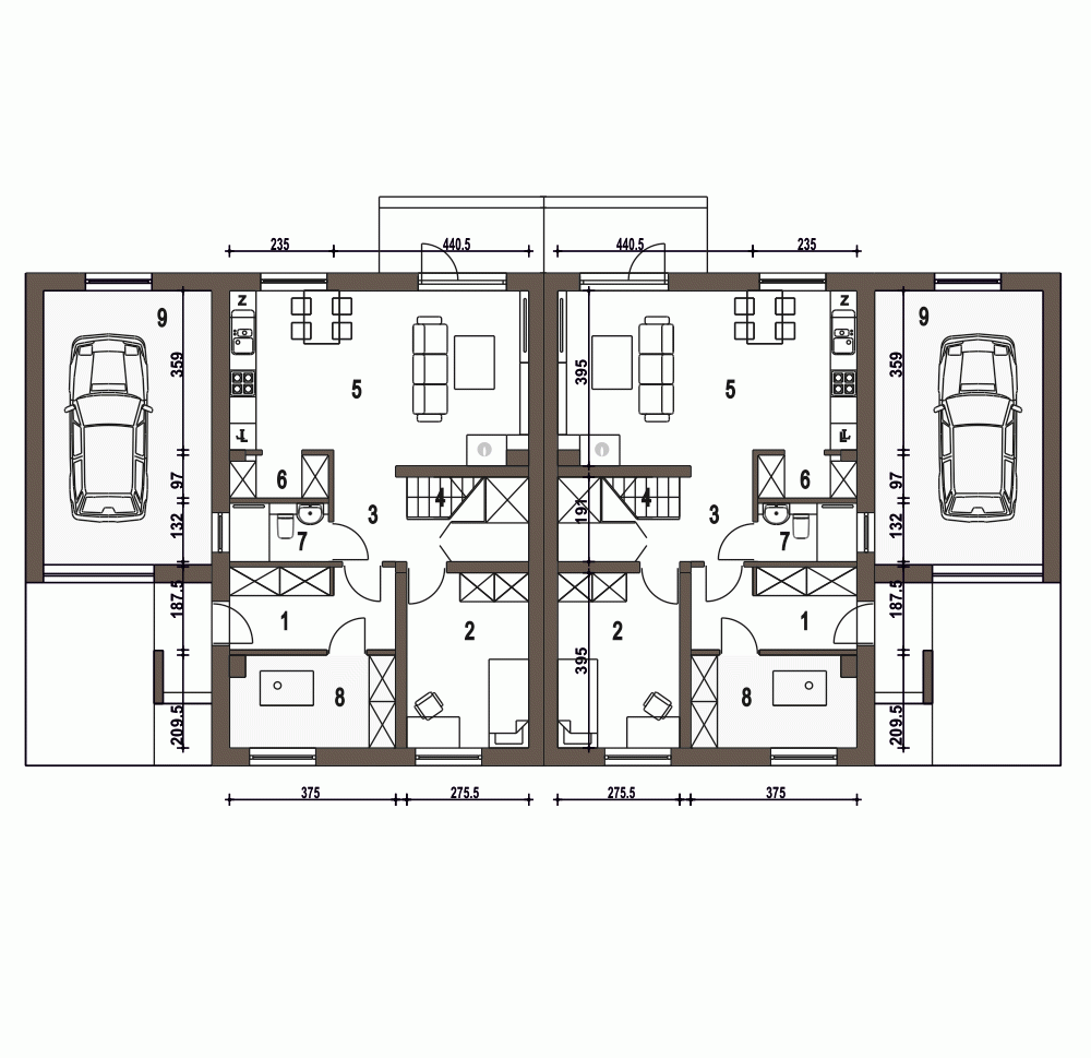 Rzut projektu Głuszec A-BL2 z garażem - Parter