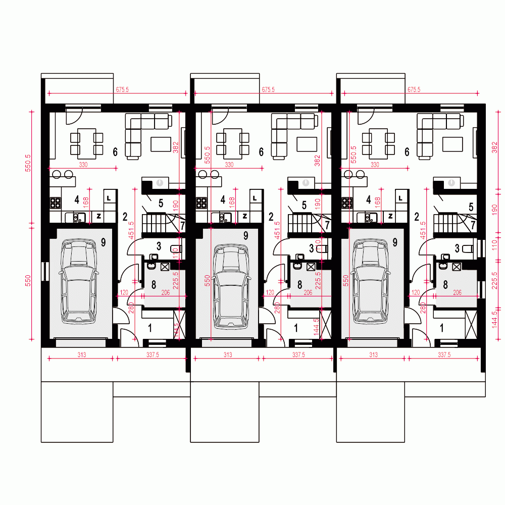 Rzut projektu Głuszec III Mode A-SZ z garażem - Parter