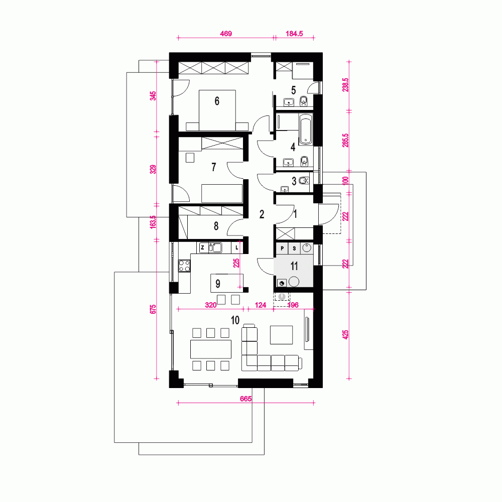 Rzut projektu Natan IV - Parter