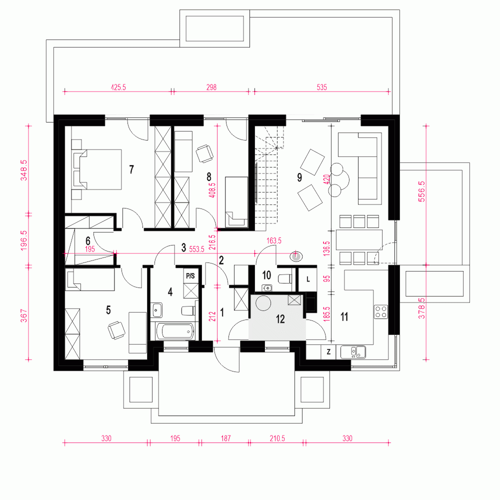 Rzut projektu Bratek III - Parter