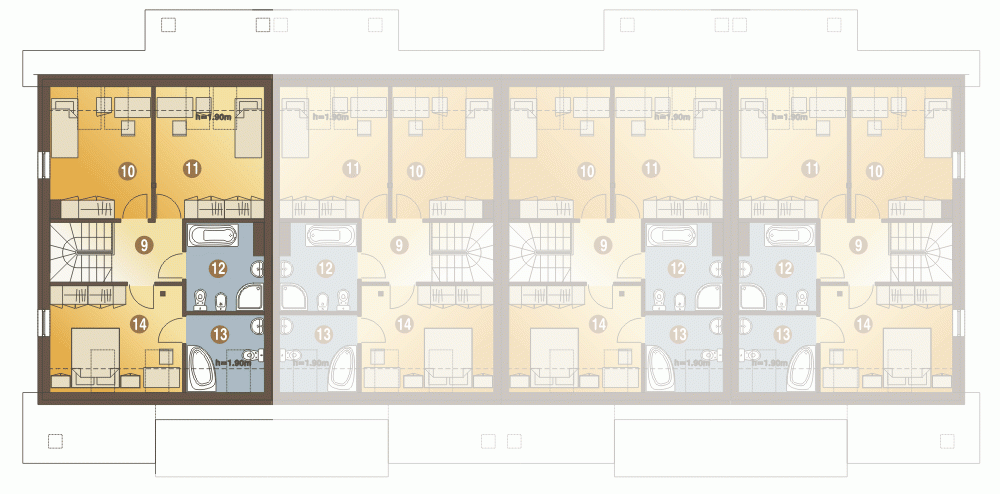 Rzut projektu Norbert A-SZL z garażem - Piętro