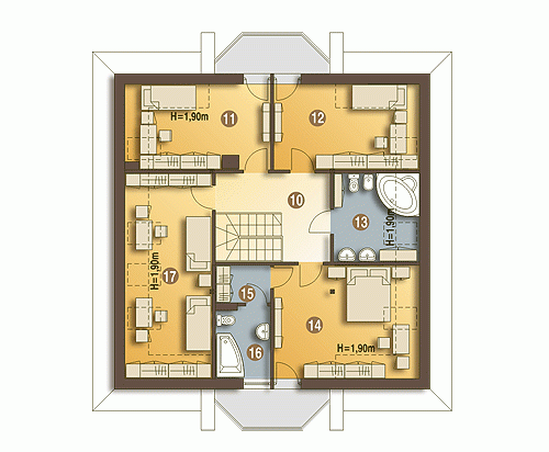 Rzut projektu Dzierlatka z garażem - Piętro