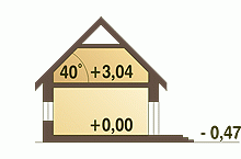 Rzut projektu Dzierlatka z garażem - Przekrój
