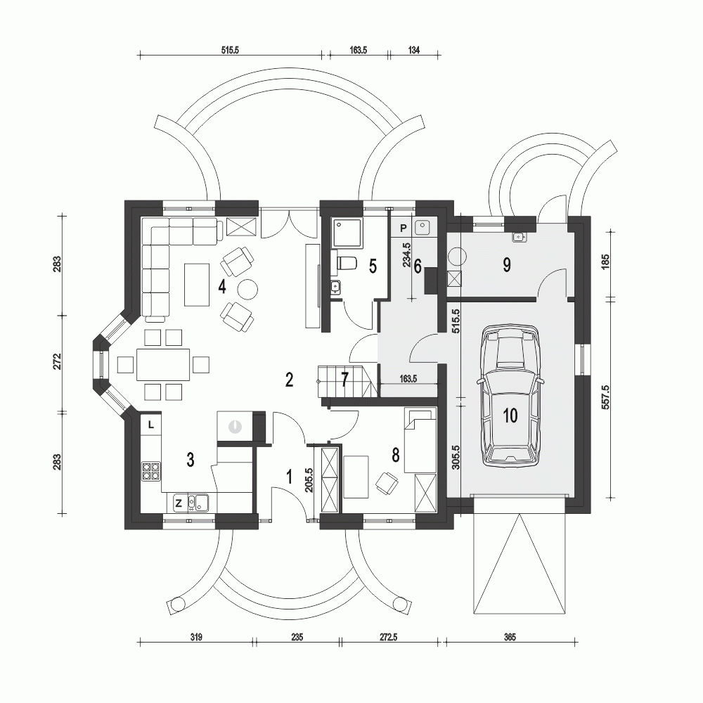 Rzut projektu Dom Dla Ciebie 5 z garażem - Parter