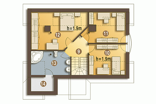 Rzut projektu Drozd bez garażu - Piętro